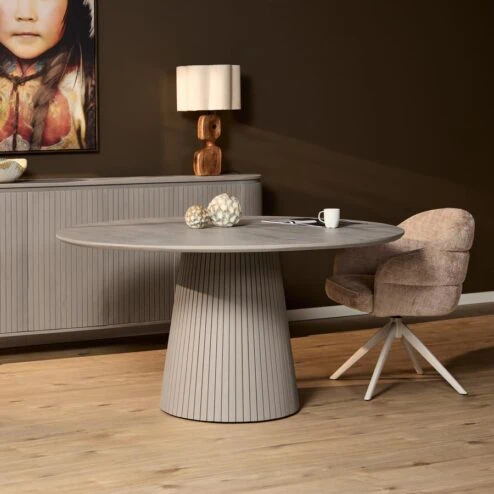 Livia Eettafel Rond Taupe 150cm