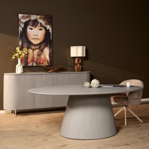 Livia Eettafel Ovaal Taupe 240cm