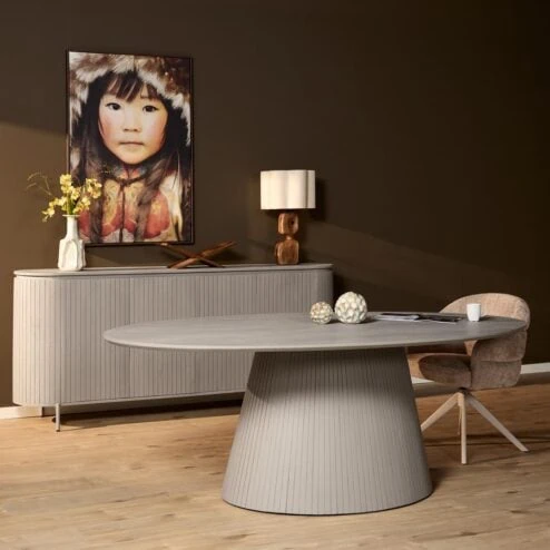 Livia Eettafel Ovaal Taupe 240cm