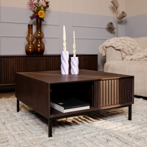 Salontafel Martin Walnoot 80cm Vierkant