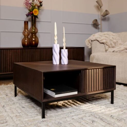 Salontafel Martin Walnoot 80cm Vierkant