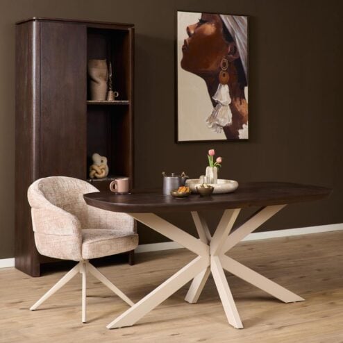 Eettafel Martin Deens ovaal Walnoot Zand poot 160cm