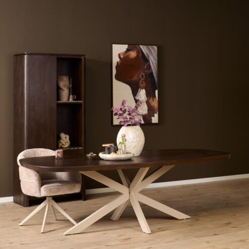 Eettafel Martin Deens ovaal Walnoot Zand poot 280cm
