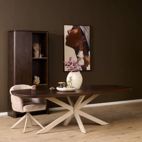 Eettafel Martin Deens ovaal Walnoot Zand poot 280cm
