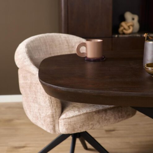 Alternative view of Eettafel Martin Deens ovaal Walnoot Zwarte poot 160cm