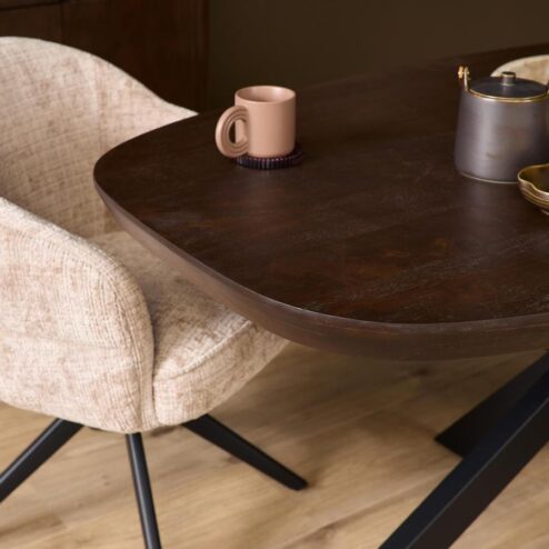 Alternative view of Eettafel Martin Deens ovaal Walnoot Zwarte poot 200cm