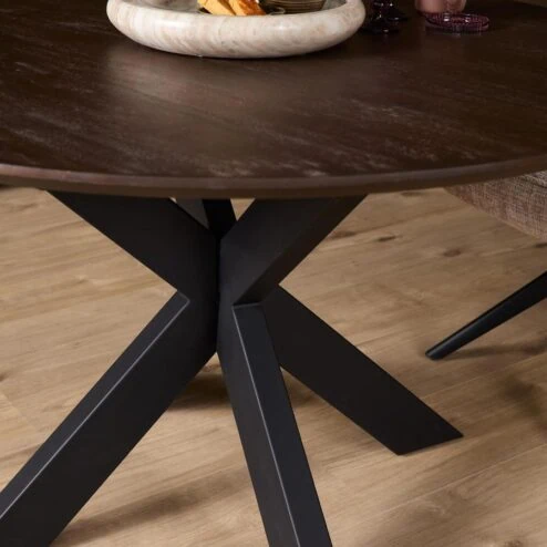 Alternative view of Eettafel Martin rond Walnoot Zwarte poot 150cm