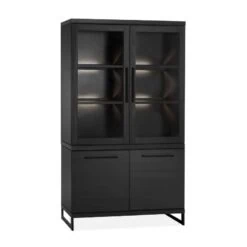 Valente Vitrinekast Zwart 120cm