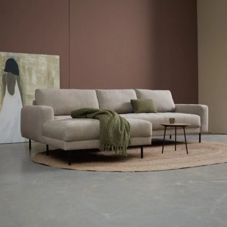 Bank Oreo Chaise longue links Linnen Beige