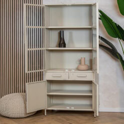 Figue vitrinekast industrieel taupe binnenkant 90cm
