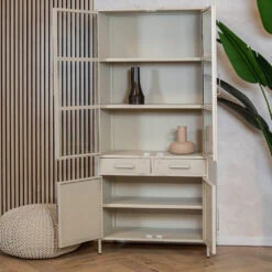 Figue vitrinekast industrieel taupe binnenkant 90cm