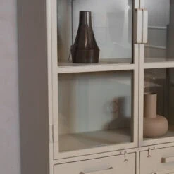 Figue vitrinekast industrieel taupe binnenkant 90cm