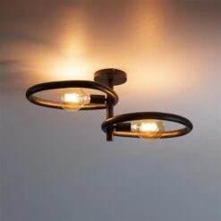 Jane 2-lichts Plafondlamp Artic zwart