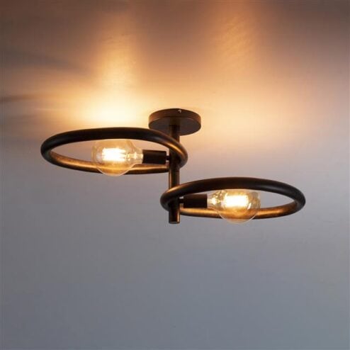 Jane 2-lichts Plafondlamp Artic zwart