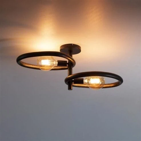 Jane 2-lichts Plafondlamp Artic zwart