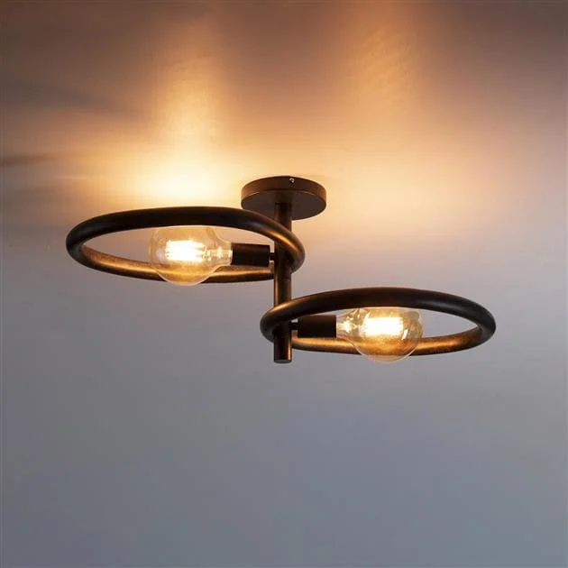Jane 2-lichts Plafondlamp Artic zwart