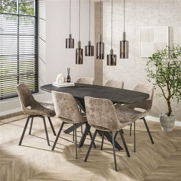 Lopez Eettafel deens ovaal Metallic grijs 180cm