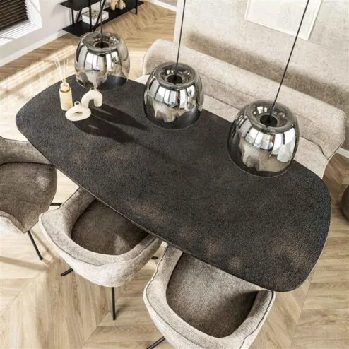Lopez Eettafel deens ovaal Metallic grijs 215cm