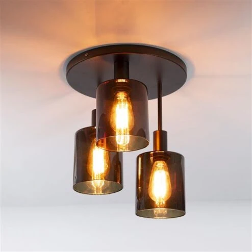 Luca 3-lichts Plafondlamp Bruin