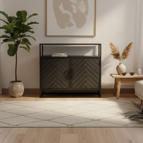 Scandi ladekast visgraat zwart 100cm zwart