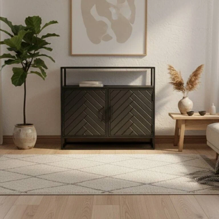 Scandi ladekast visgraat zwart 100cm zwart