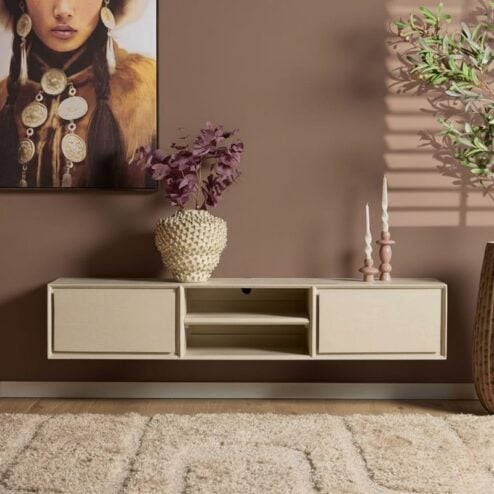 Tony Zwevend Tv meubel Zand Mangohout 160 cm