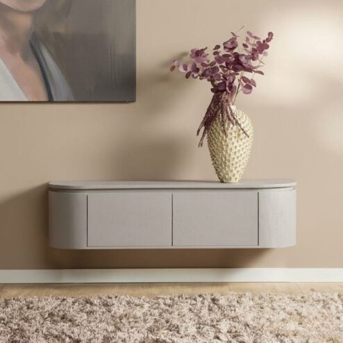 Evi Zwevend Tv meubel Taupe Mangohout 120cm