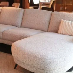 Bank Soof in U opstelling (Longchair arm links+2-zits zonder armen+Divan arm rechts Stof/kleur poppy-06-salt and pepper)