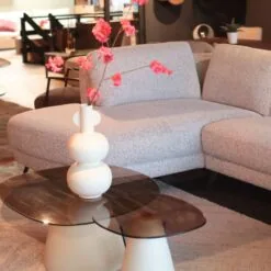 Bank Soof in U opstelling (Longchair arm links+2-zits zonder armen+Divan arm rechts Stof/kleur poppy-06-salt and pepper)