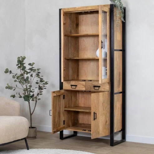 Britt Vitrinekast 1-deur naturel 90cm