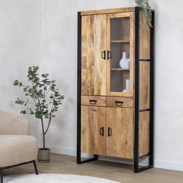 Britt Vitrinekast 1-deur naturel 90cm