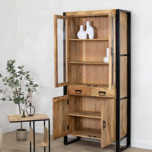 Britt Vitrinekast naturel 90cm