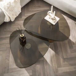 Dominick Salontafel set van 2 driehoekig Brons glas