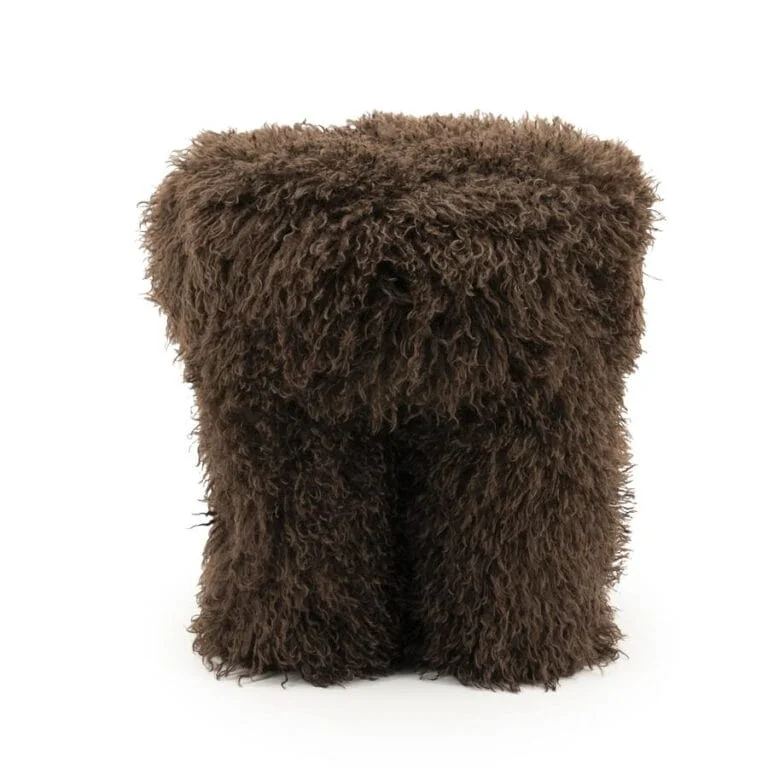 Doodly Poef Donkerbruin stof 40cm