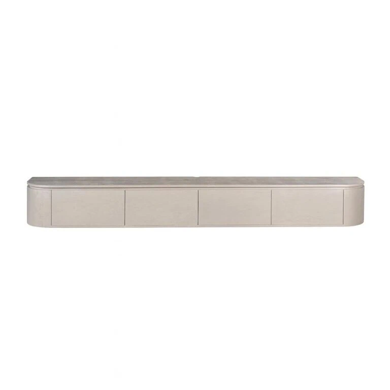 Evi Zwevend Tv meubel Taupe Mangohout 240cm