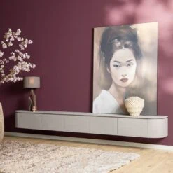 Evi Zwevend Tv meubel Taupe Mangohout 280cm (1)