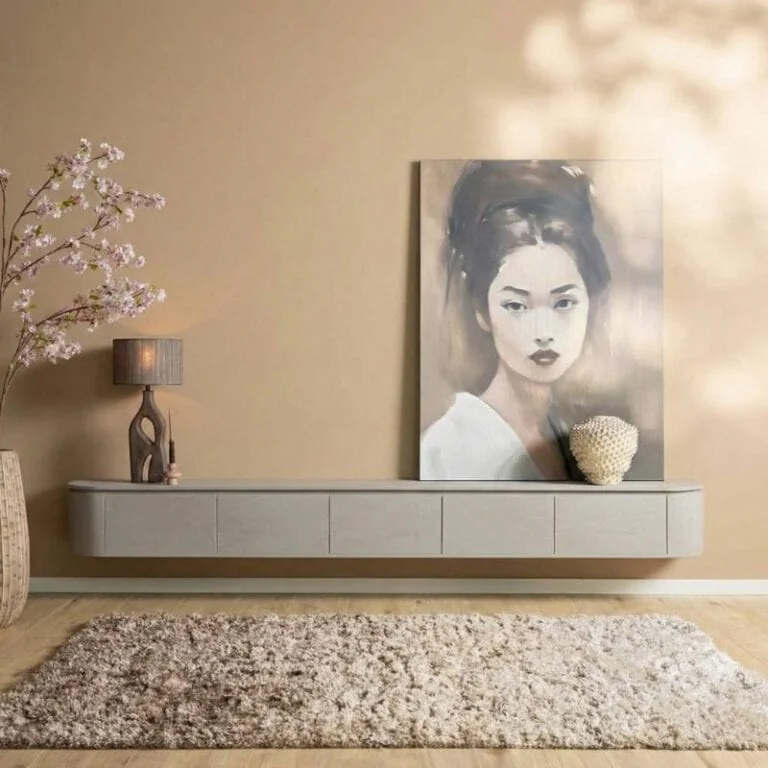 Evi Zwevend Tv meubel Taupe Mangohout 280cm (9)