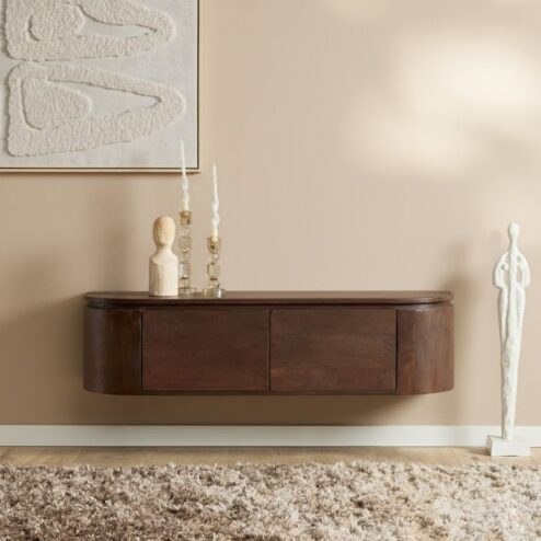 Evi Zwevend Tv meubel Walnoot Mangohout 120cm