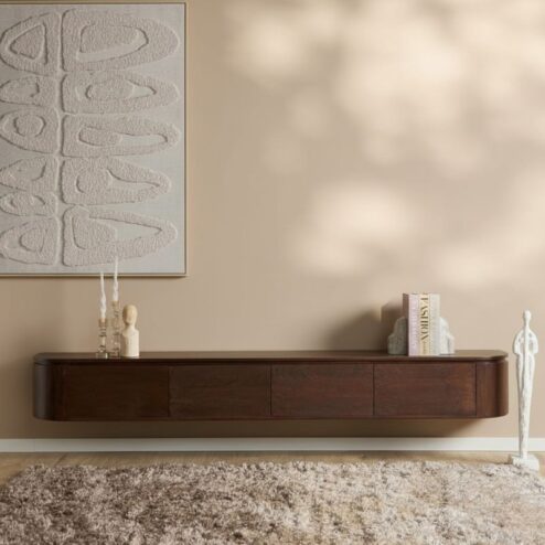 Evi Zwevend Tv meubel Walnoot Mangohout 240cm