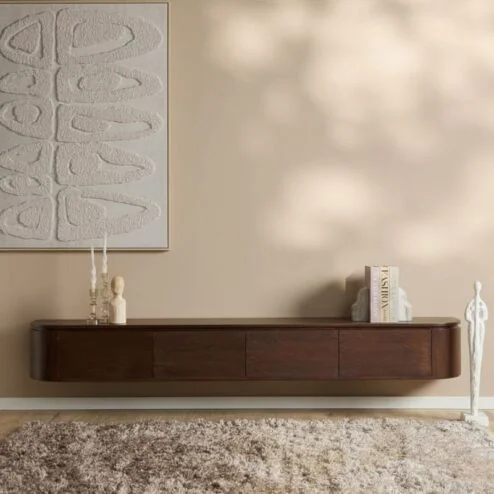 Evi Zwevend Tv meubel Walnoot Mangohout 240cm