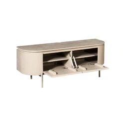 Evi Zwevend Tv meubel Zand Mangohout 120cm
