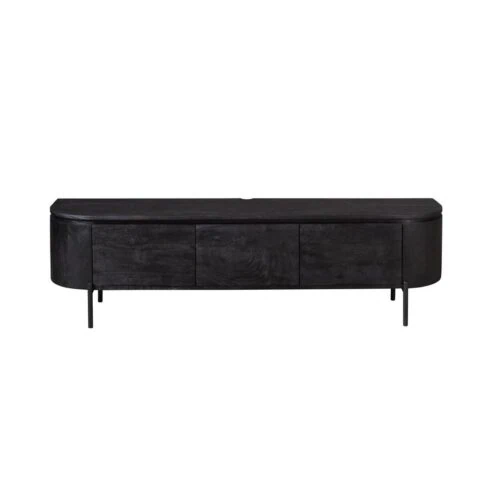 Evi Zwevend Tv meubel Zwart Mangohout 160cm