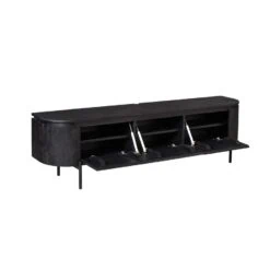 Evi Zwevend Tv meubel Zwart Mangohout 160cm