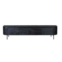 Evi Zwevend Tv meubel Zwart Mangohout 200cm