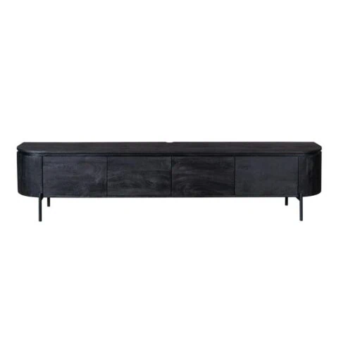 Evi Zwevend Tv meubel Zwart Mangohout 200cm