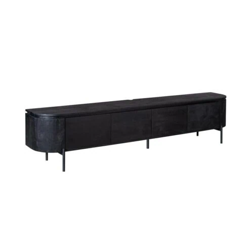 Evi Zwevend Tv meubel Zwart Mangohout 240cm