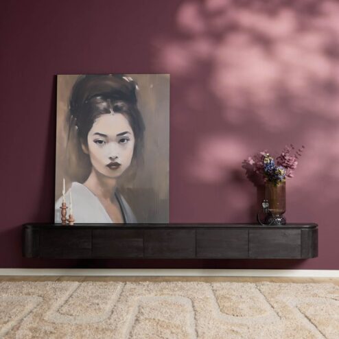 Evi Zwevend Tv meubel Zwart Mangohout 280cm