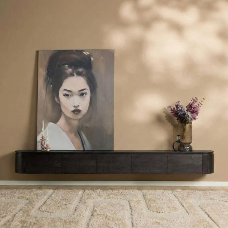 Evi Zwevend Tv meubel Zwart Mangohout 280cm (7)