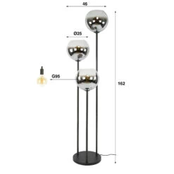 Galsa 3-lichts Vloerlamp Smoke glas
