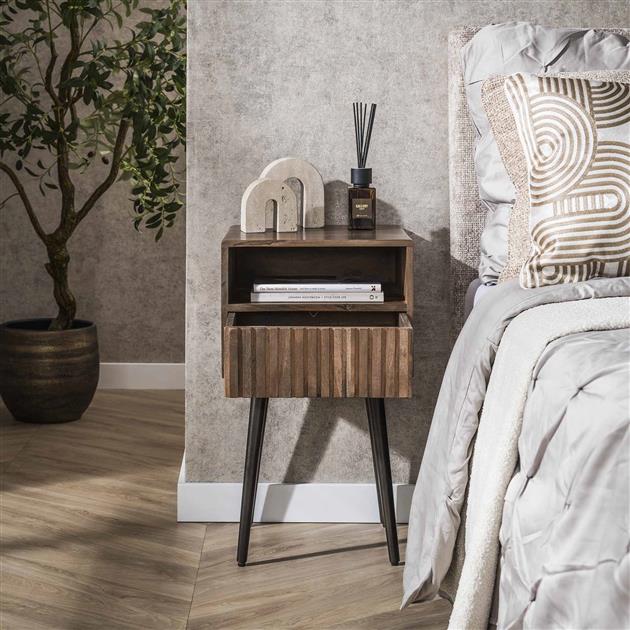GOPLUS Nachtkastje, nachtkastje met lade, houten nachtkastje met plank, bijzettafel, banktafel, klein, voor woonkamer en slaapkamer (2, wit